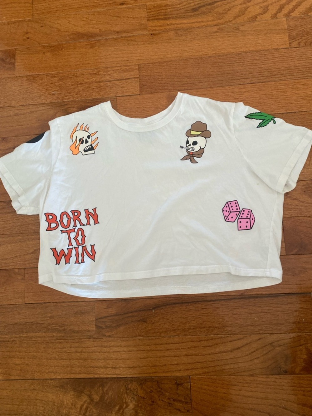 Coney Island Picnic Born To Win Graphic Crop Tee Organic Cotton Y2K Tattoo M